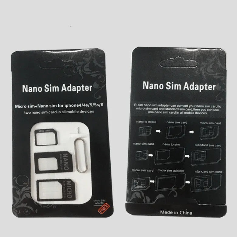 SIM Card Holder Four-in-One Conversion Card for Mobile Phone SIM Card Restoration with Standard Size PVC Card Sleeve in Black or White Option Measuring Approximately 12.3 x 6.8 cm