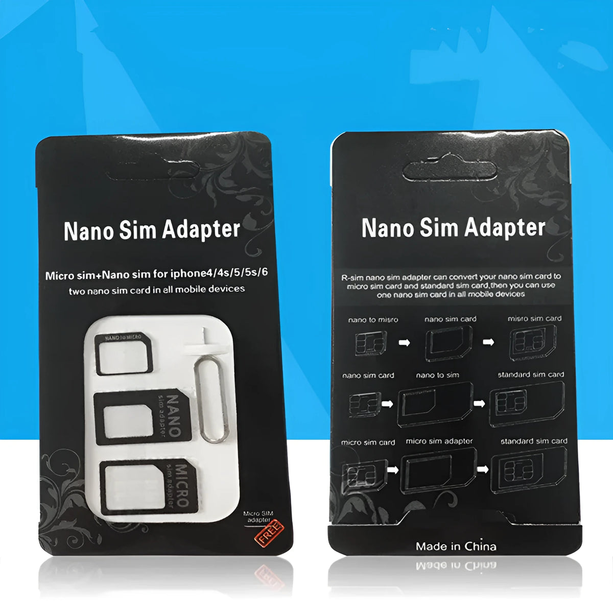 Black and white PVC SIM card holder for mobile phone card restoration and organisation.