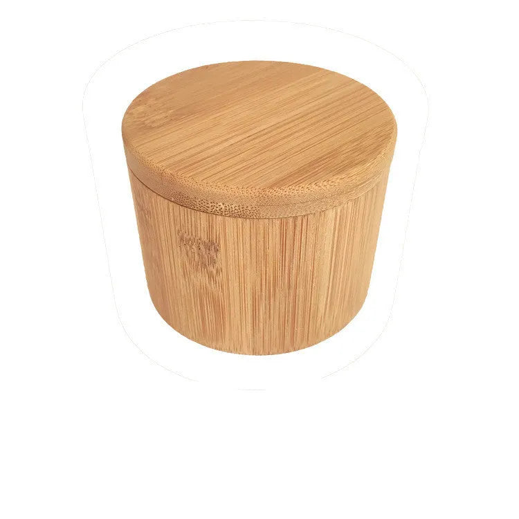 Bamboo seasoning box with spoon in single, double, or pear-shaped styles for solid spices.