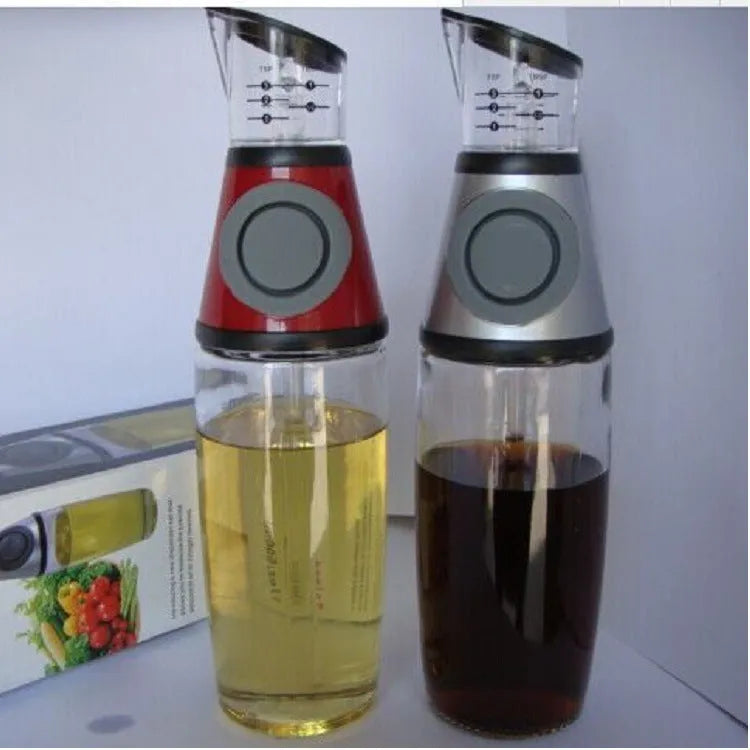 500ml clear glass oil bottle with 28.5cm height and square base for kitchen condiment storage
