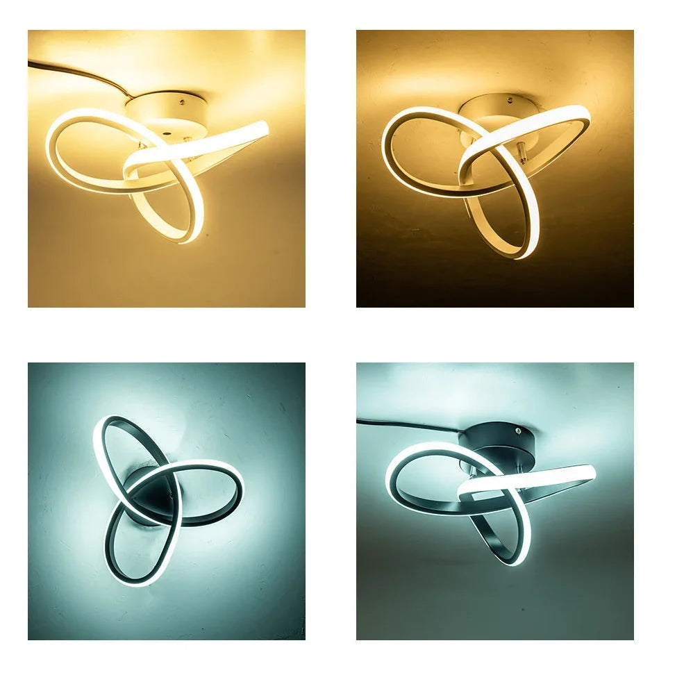 Aluminium LED ceiling light in black, 280mm long for corridor use, special shade design