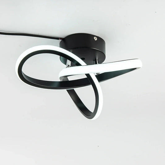 Aluminium LED ceiling light in black, 280mm long for corridor use, special shade design