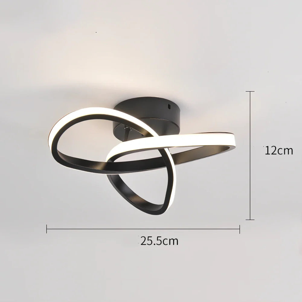 Aluminium LED ceiling light in black, 280mm long for corridor use, special shade design