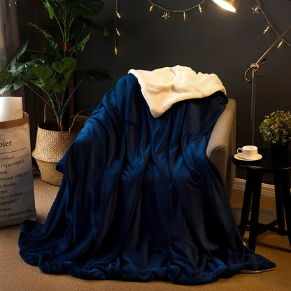 Brown polyester flannel blanket 150x200cm size on sofa, 170g/m² thickened for warmth