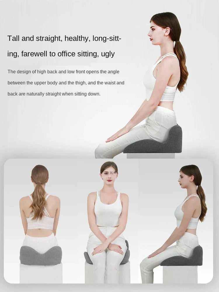 Non-slip memory foam seat cushion with posture correction and hollow out design
