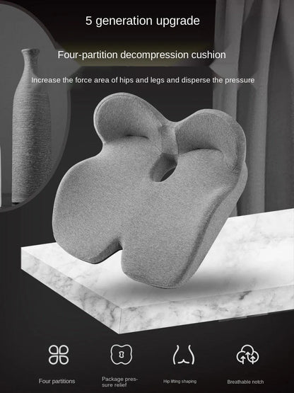 Non-slip memory foam seat cushion with posture correction and hollow out design