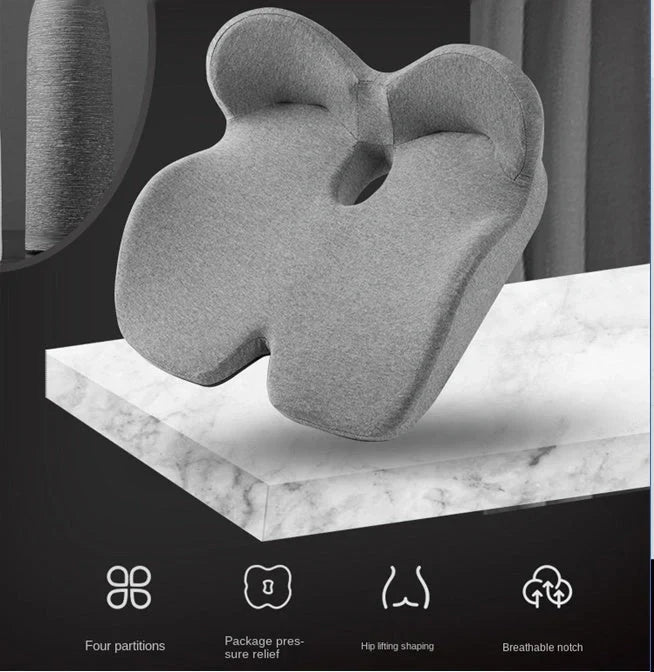 Non-slip memory foam seat cushion with posture correction and hollow out design