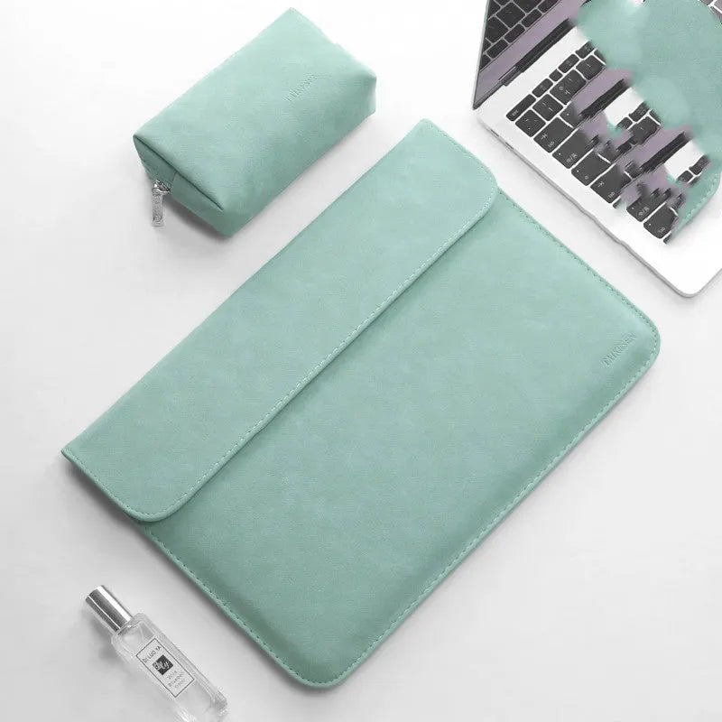 Notebook Liner Bag for Xiaomi Redmi, Imitation Leather Laptop Sleeve, 11 inch to 15.6 inch, Micro-Velvet Matte Finish, Horizontal or Vertical Style, Rose Powder, Sky Blue, Mint Green, Deep Space Grey, Gentleman Grey, Elegant Purple, with Power Pack