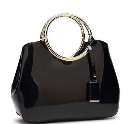 Women's polyester party handbag showing card slots and zipper pocket in one of seven colour options
