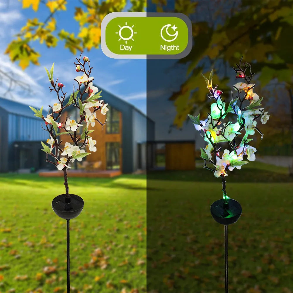 Solar powered cherry blossom firework string light with ground stake for garden decoration