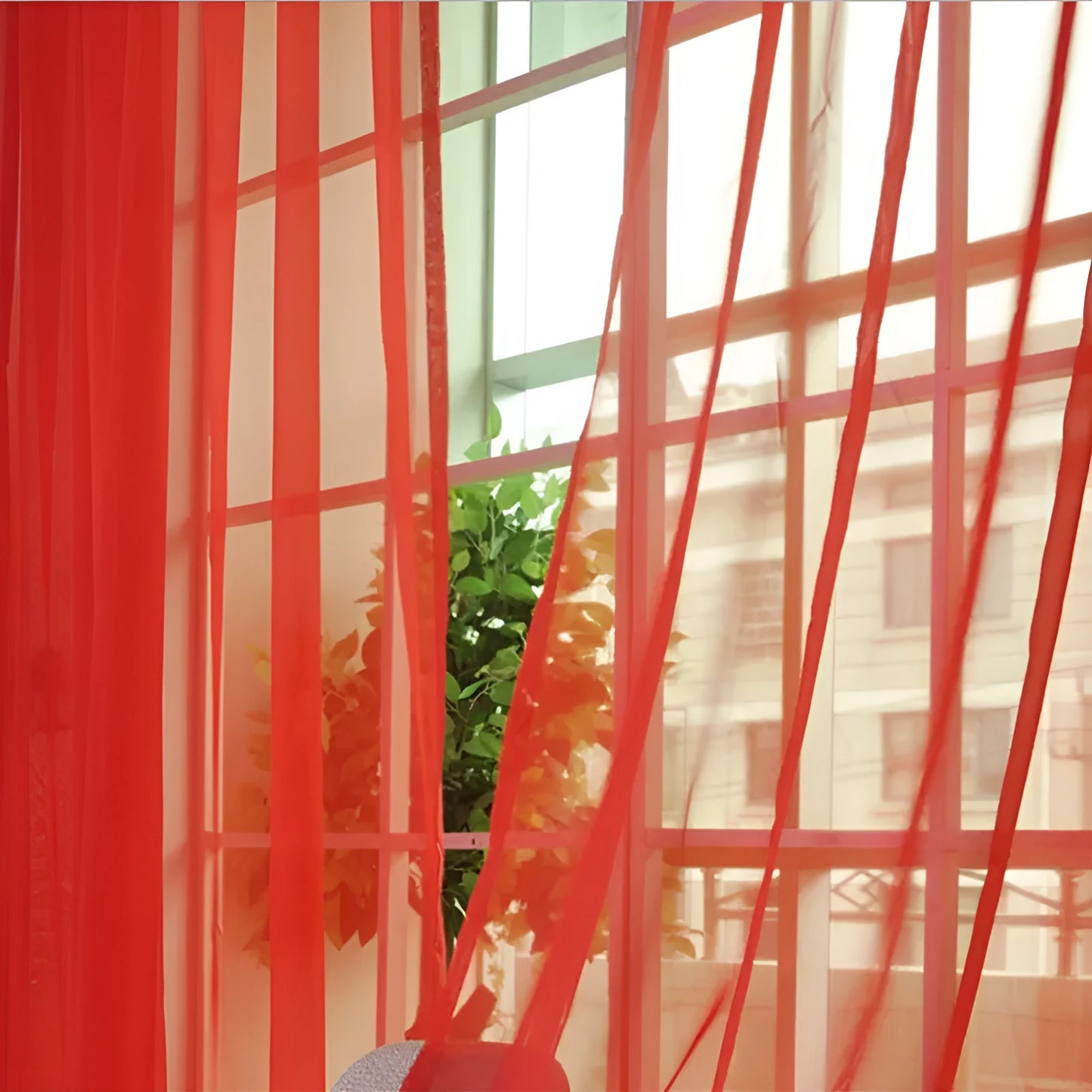 Modern transparent tulle curtains in solid colours with rod pocket hanging system