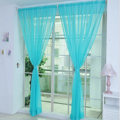 Modern transparent tulle curtains in solid colours with rod pocket hanging system