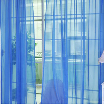 Modern transparent tulle curtains in solid colours with rod pocket hanging system