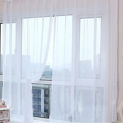 Modern transparent tulle curtains in solid colours with rod pocket hanging system