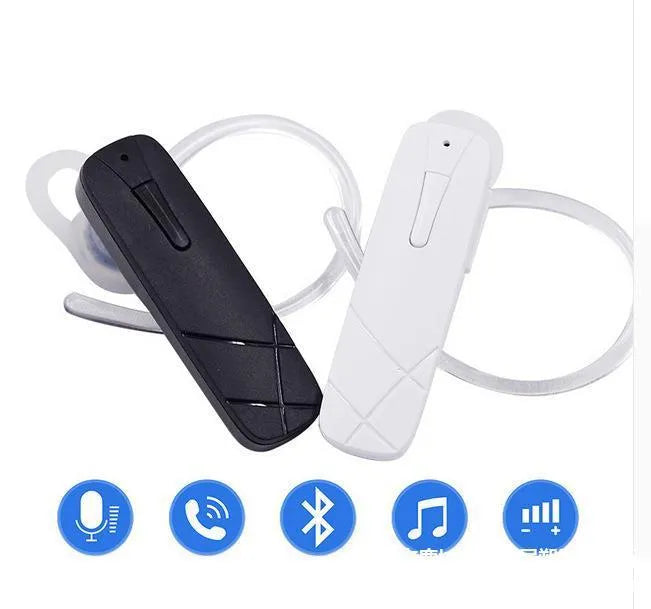 Black Bluetooth wireless stereo headset with earplug design showing compact form factor