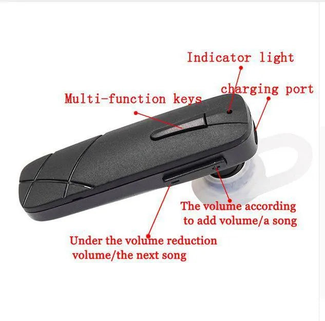 Black Bluetooth wireless stereo headset with earplug design showing compact form factor
