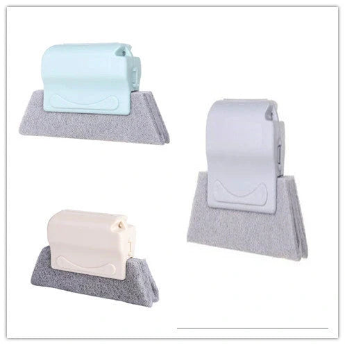Creative Window Groove Cleaning Gap Brush Slot Cleaner with PP handle in beige, light grey, and blue