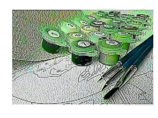 DIY digital painting kit for Apple And Chardonnay artwork on linen canvas with brushes and paints.