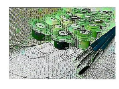 DIY digital painting kit for Apple And Chardonnay artwork on linen canvas with brushes and paints.