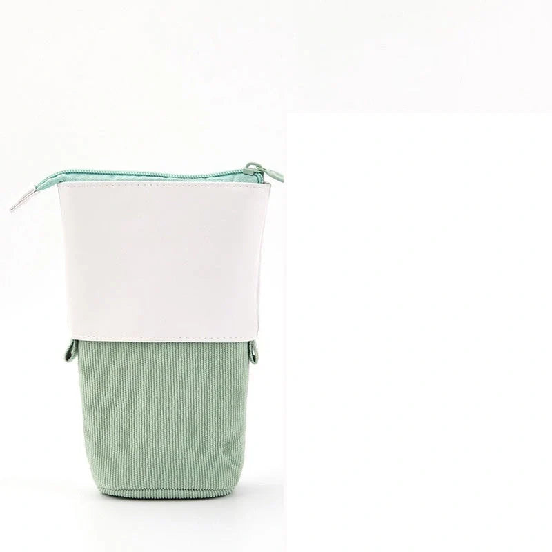 Stylish corduroy retractable pencil case in various colours