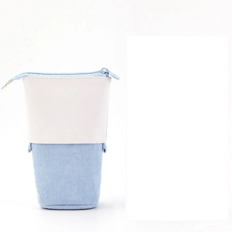 Stylish corduroy retractable pencil case in various colours