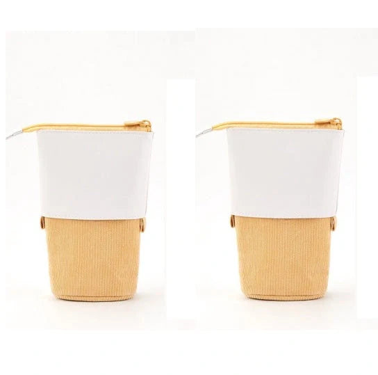 Stylish corduroy retractable pencil case in various colours