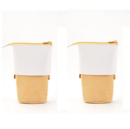 Stylish corduroy retractable pencil case in various colours