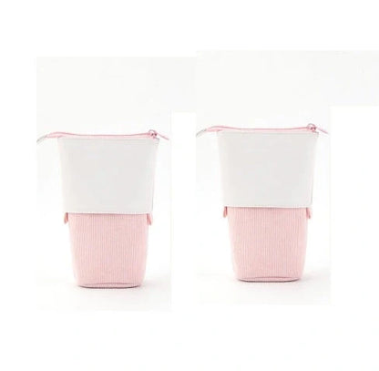 Stylish corduroy retractable pencil case in various colours