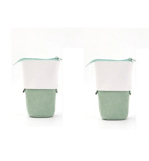Stylish corduroy retractable pencil case in various colours