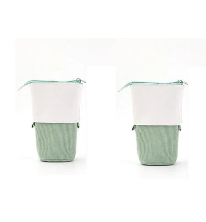 Stylish corduroy retractable pencil case in various colours