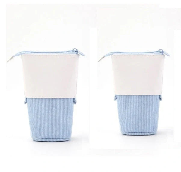 Stylish corduroy retractable pencil case in various colours