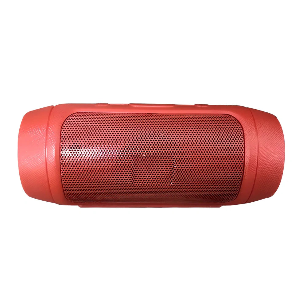 Compact blue Bluetooth speaker with USB charging port and control buttons