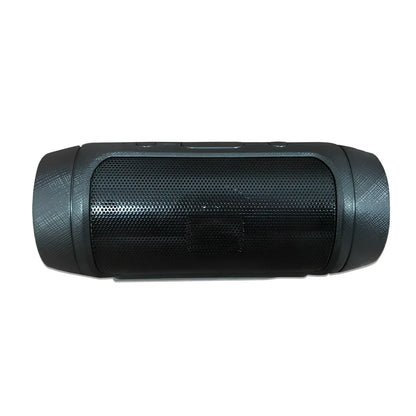 Compact blue Bluetooth speaker with USB charging port and control buttons