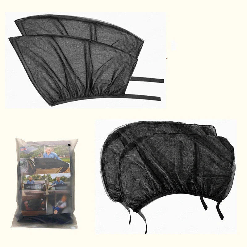 Car window cover net providing sun shade and anti-mosquito protection