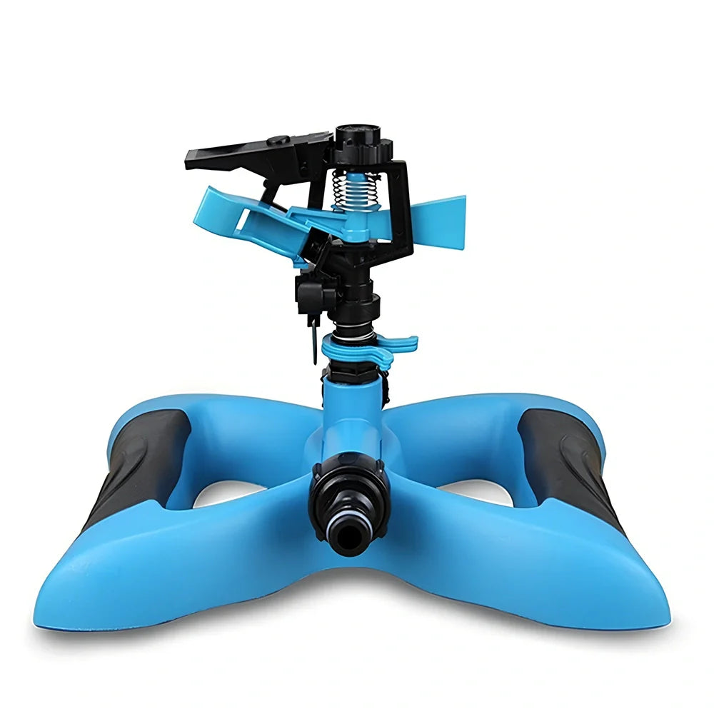 Blue plastic butterfly base rotating garden sprinkler covering 240x190cm with 12cm height, 320g weight