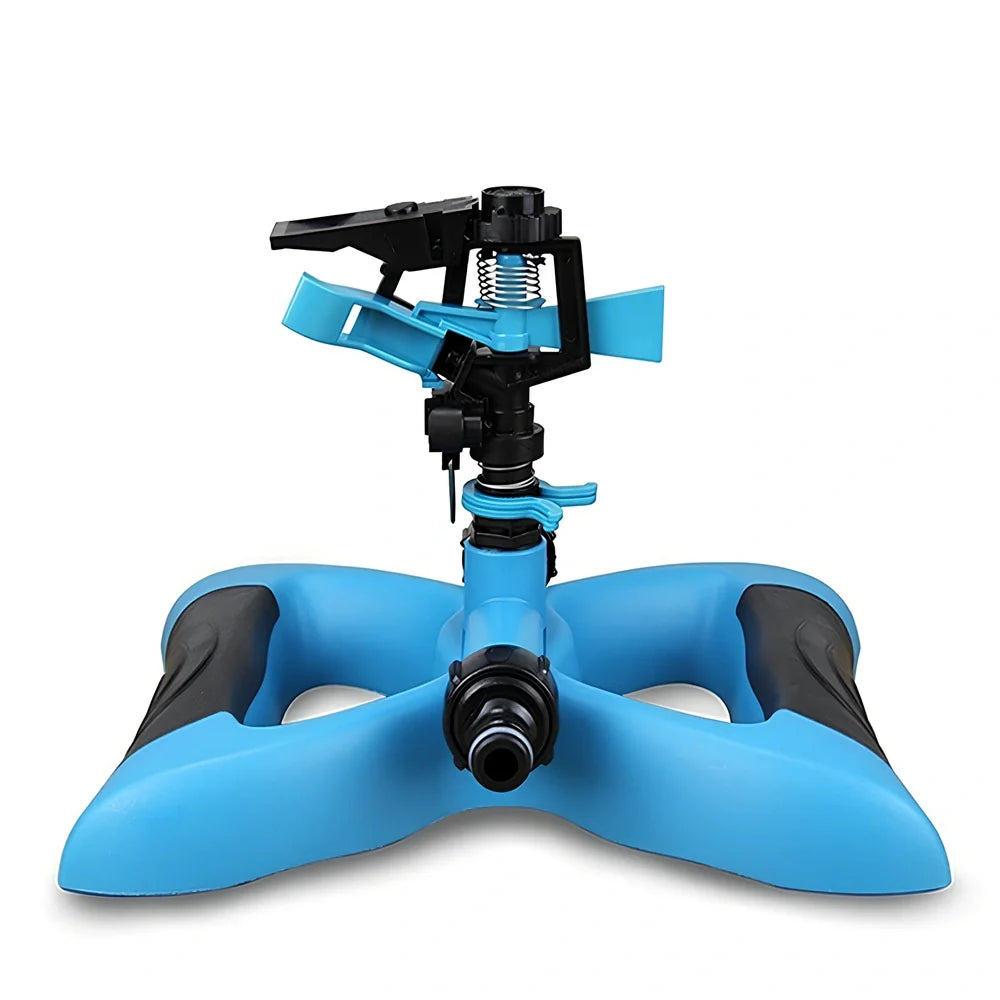Blue plastic butterfly base rotating garden sprinkler covering 240x190cm with 12cm height, 320g weight