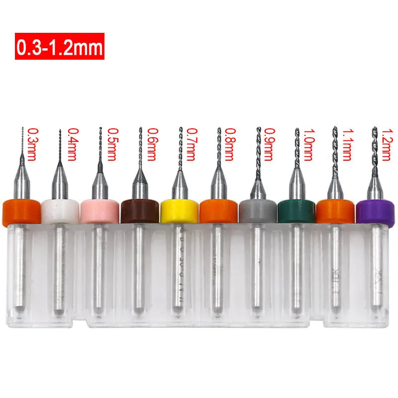 Tungsten steel PCB drill bits with fixed shank and 0.1-1.2mm blade diameter for circuit board drilling