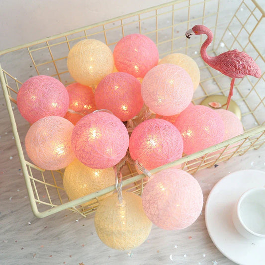 Cosy cotton ball fairy lights with warm, enchanting glow - natural, battery-powered home decor