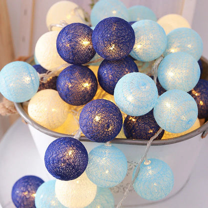 Cosy cotton ball fairy lights with warm, enchanting glow - natural, battery-powered home decor