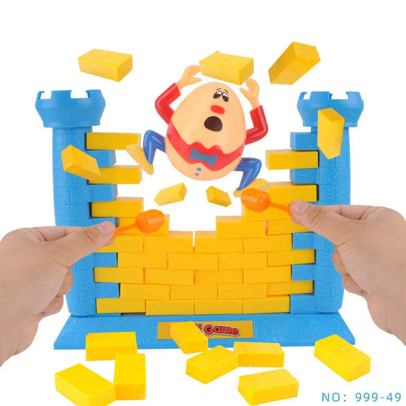 Vibrant Humpty Dumpty wall demolishing game with colourful bricks, perfect for family entertainment and skill development