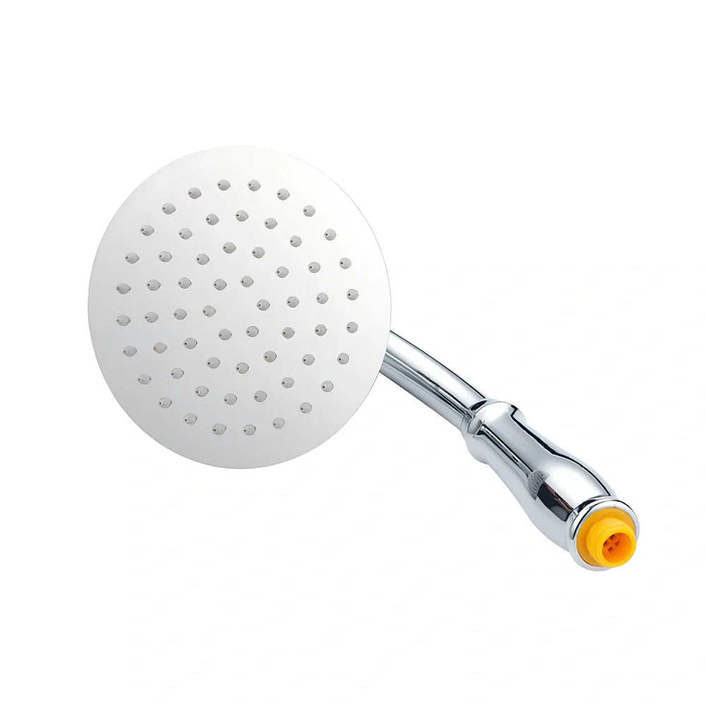 6-inch ABS pressurised shower head in silver, dual hand-held overhead mode, 150-250 grams flow for UK bathrooms