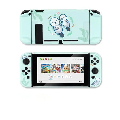 Sea Otter hard PC back cover and silicone grip case for Nintendo Switch Joy-Con controllers on a grey background.