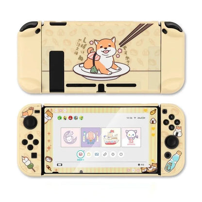 Sea Otter hard PC back cover and silicone grip case for Nintendo Switch Joy-Con controllers on a grey background.