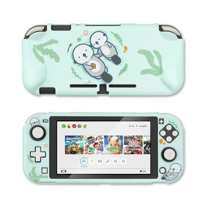 Sea Otter hard PC back cover and silicone grip case for Nintendo Switch Joy-Con controllers on a grey background.