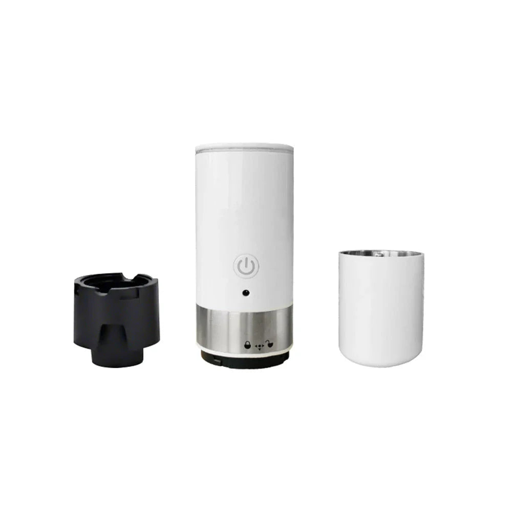 Portable espresso machine with one-touch operation, compatible with coffee capsules and ground beans, for brewing cafe-quality coffee anytime, anywhere.