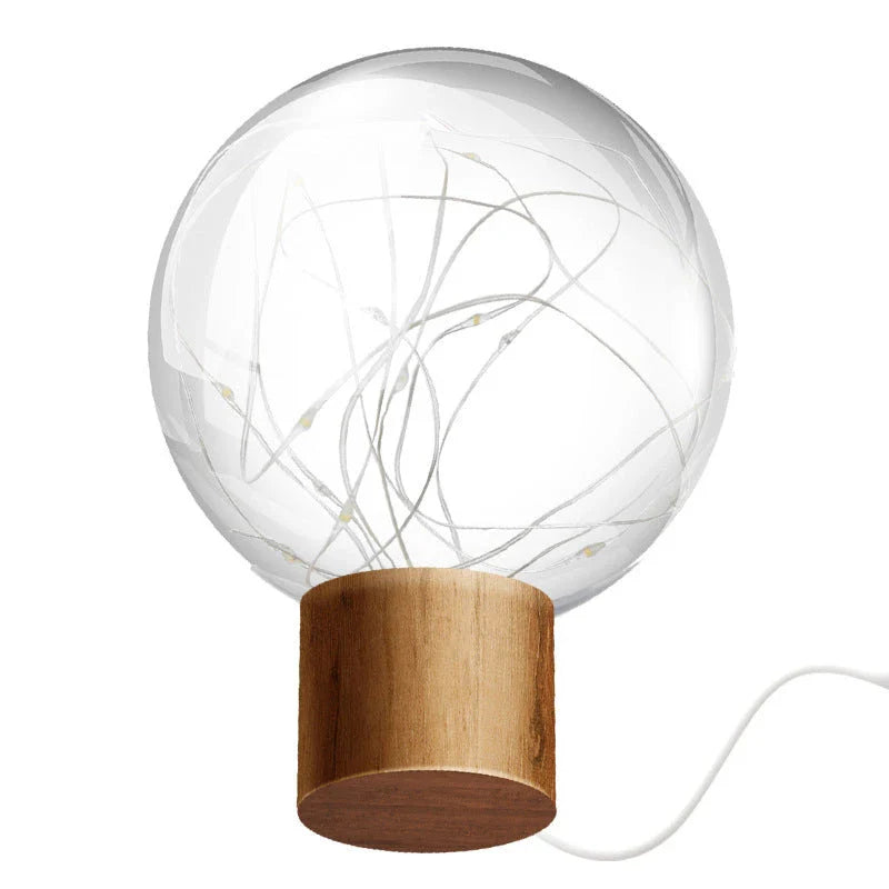 LED Crystal Ball Lamp with warm, magical lighting and elegant wooden base