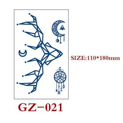Single sheet of Juice geometric temporary tattoo stickers measuring 110mm by 180mm.