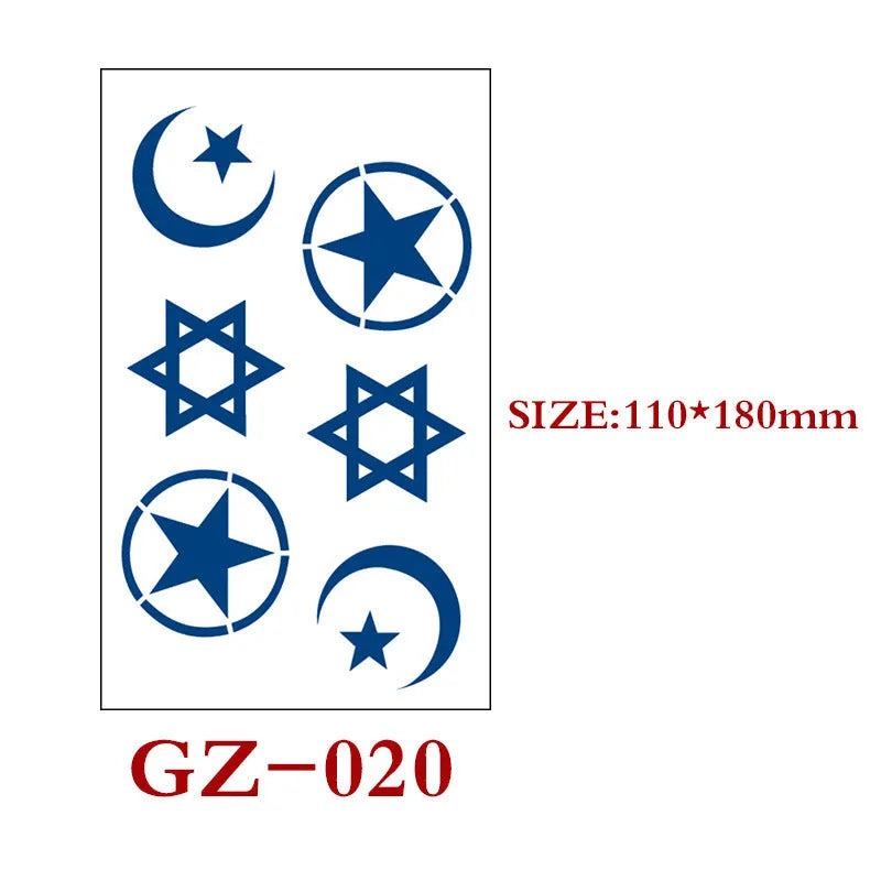 Single sheet of Juice geometric temporary tattoo stickers measuring 110mm by 180mm.