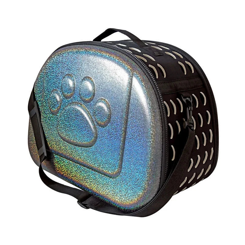 Versatile pet carrier made with premium EVA materials, featuring a foldable design and breathable mesh ventilation for comfortable outdoor adventures with your dog, cat, or rabbit.