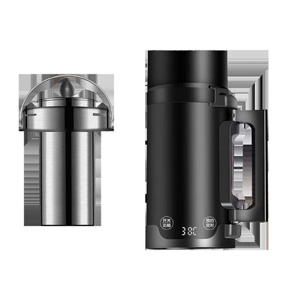 Portable black mini electric kettle with inner water level marking and compact travel design
